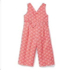 Janie and Jack Coral White Wide Leg Sleeveless Jumpsuit Romper size 12